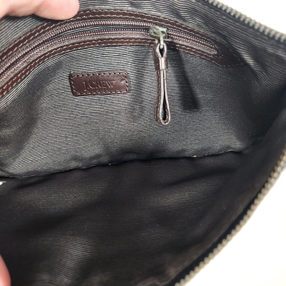 J. Crew 100% Silk Shoulder Bag Blue With Green And White Stripe Purse - Picture 3 of 8